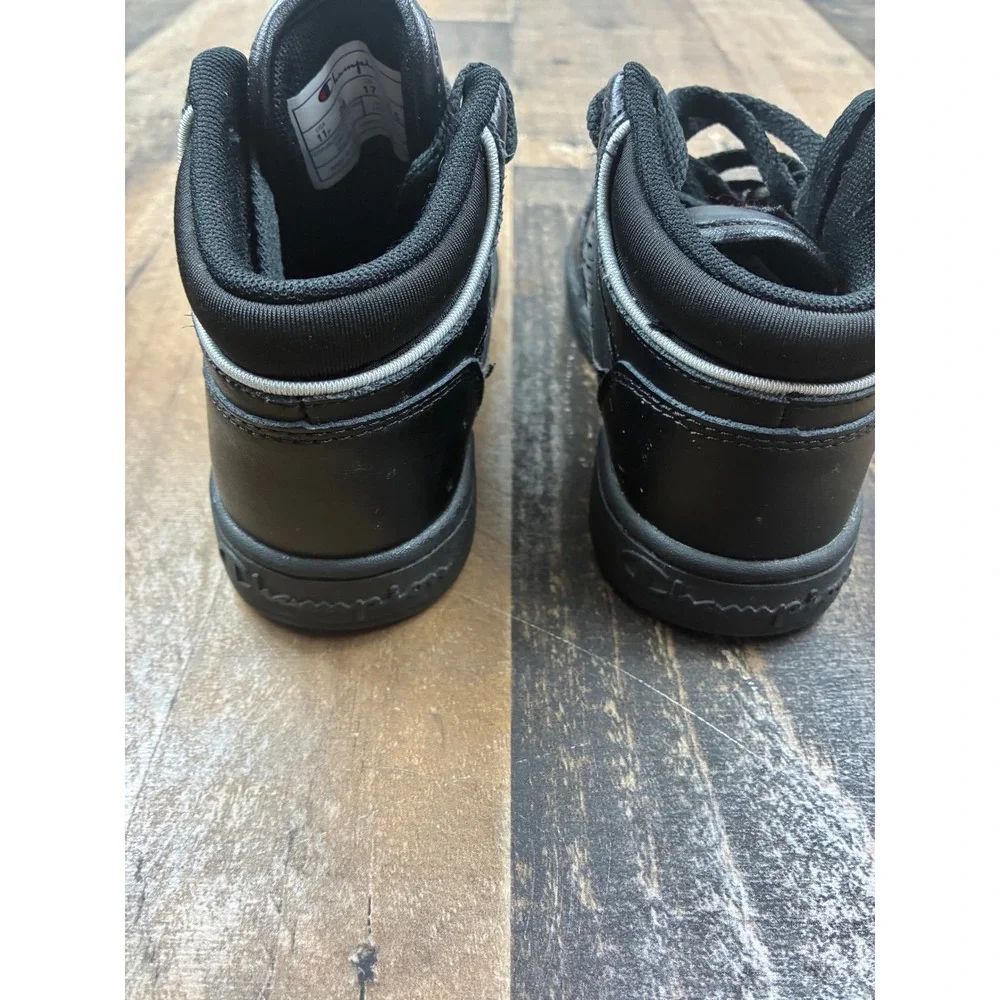 Champion Toddler Boys Black Mid Top Sneakers CPS10309P Size 11P Leather Mesh‎